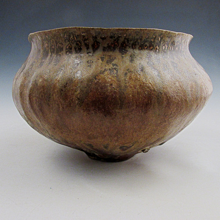 "Gourd"  Anagama fired, Shino with ash, 4.75h x 7.5w $120